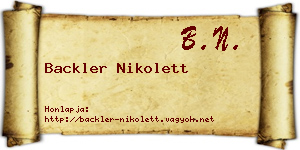 Backler Nikolett névjegykártya